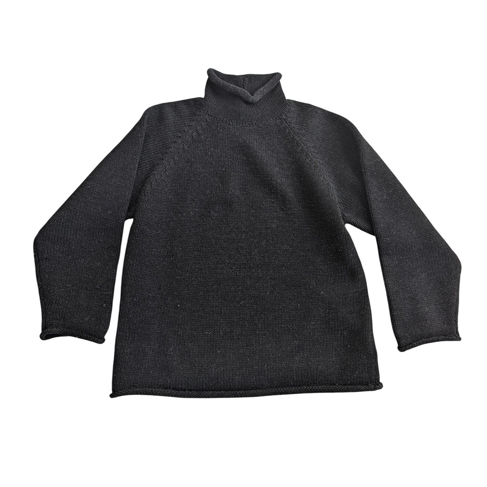 J. Crew Vintage Oarsman Roll Neck Sweater S 100% Wool Black/Charcoal Hong Kong